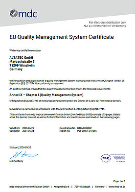 EU Quality Management System Certificate