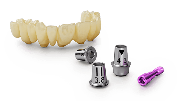 DEDICAM Bridges titanium bases on implant shoulders