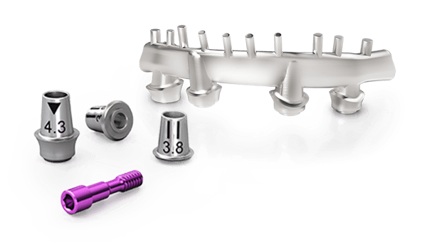 DEDICAM Implant base structure for titanium bases on implant shoulders