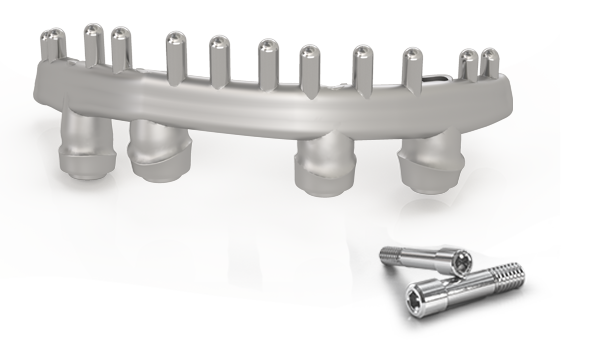 DEDICAM Implant base structure screw-retaiend on implant shoulder